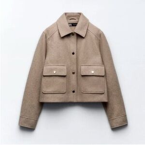 Zara Soft Short Camel Jacket XS